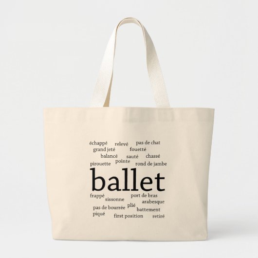 Ballet Words Bag Grote Tote Bag (Voorkant)