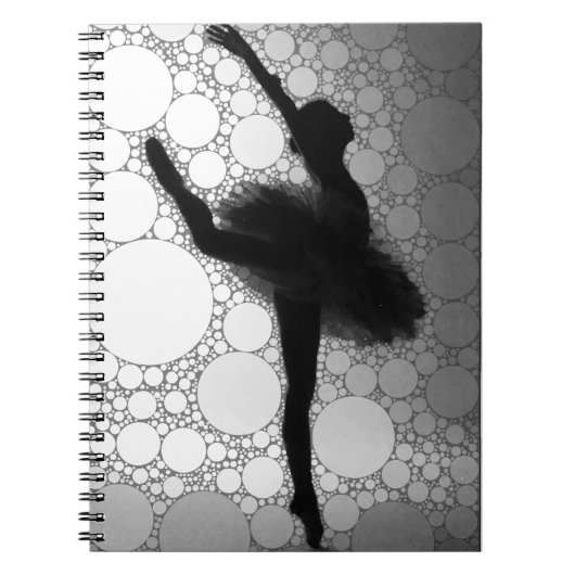 Ballet Zwart Wit Dansende Ballerina Notitieboek (Voorkant)