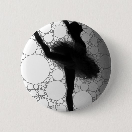 Ballet Zwart Wit Dansende Ballerina Ronde Button 5,7 Cm (Voorkant)