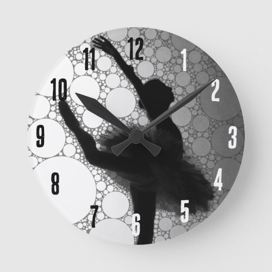 Ballet Zwart Wit Dansende Ballerina Ronde Klok (Voorkant)