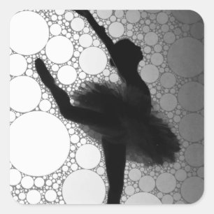 Ballet Zwart Wit Dansende Ballerina Vierkante Sticker