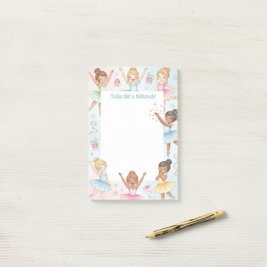 Balletballerina-danser gepersonaliseerde mitswa-no post-it® notes (Op bureau)