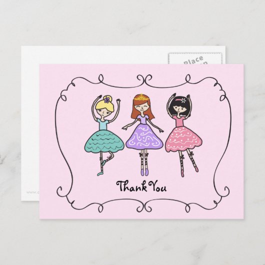 Balletballerina's bedankt briefkaart (Voorkant / Achterkant)
