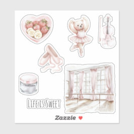 Balletbar Teddybeer Ballet Schoenen Fruit Viool  Sticker