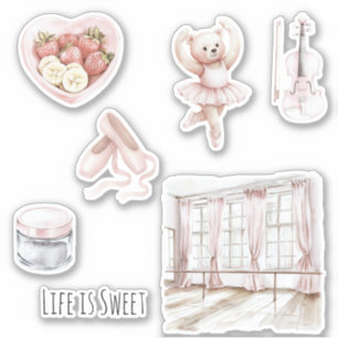 Balletbar Teddybeer Ballet Schoenen Fruit Viool  Sticker
