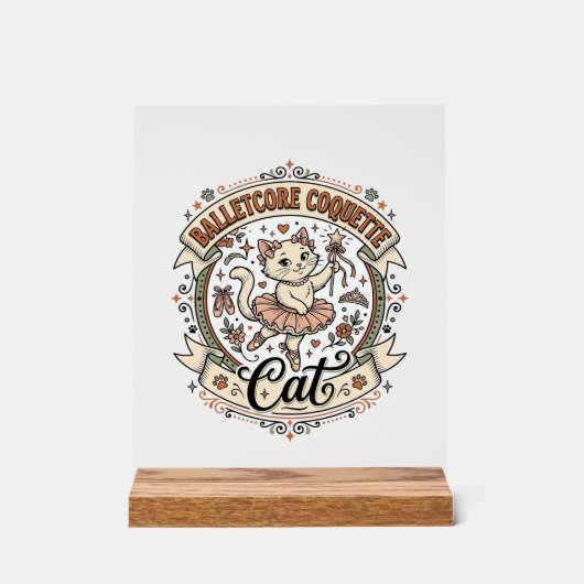 Balletcore Coquette Kat Balletcore Coquette Kat Vi Acryl Bord (Voorkant)