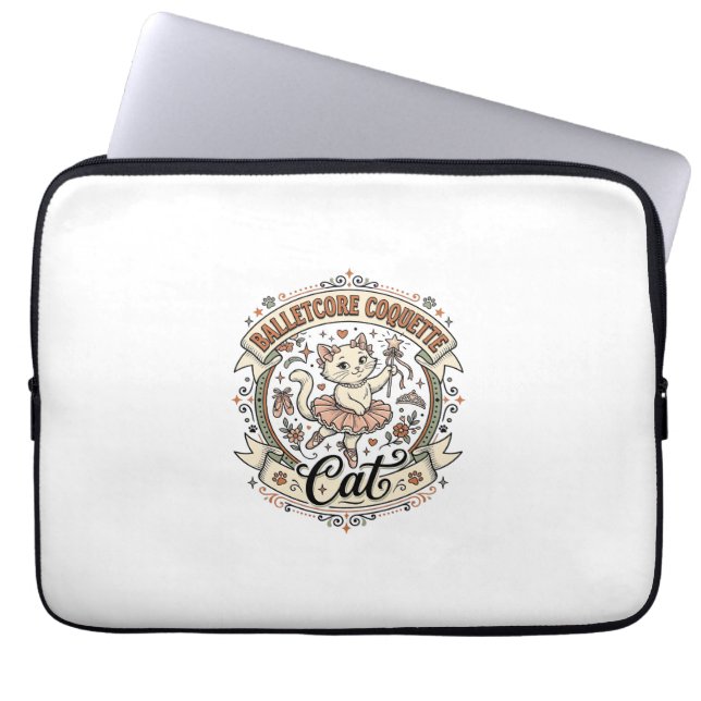 Balletcore Coquette Kat Balletcore Coquette Kat Vi Laptop Sleeve (Voorkant)