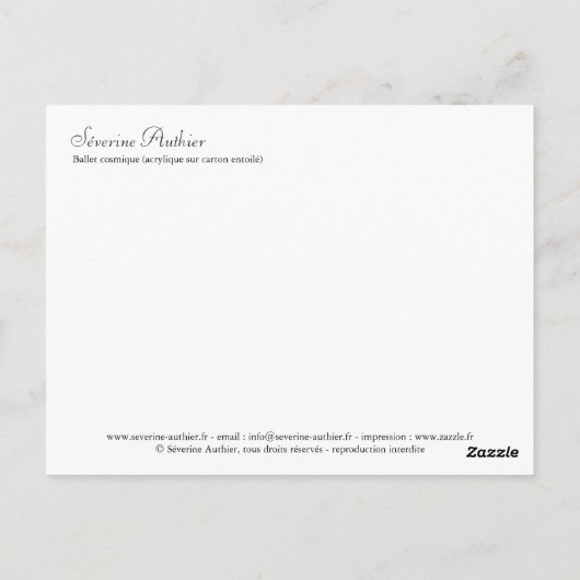 Balletcosmique Briefkaart (Achterkant)