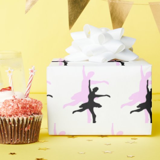 Balletdans Roze & Zwart Cadeaupapier (Verjaardagsfeest)