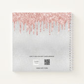 Balletdans zilver roos goudglitter monogram notitieboek (Achterkant)