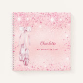 Balletdansblauw roze glitter monogram notitieboek (Voorkant)