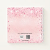 Balletdansblauw roze glitter monogram notitieboek (Achterkant)