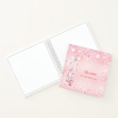 Balletdansblauw roze glitter monogram notitieboek (Binnen)