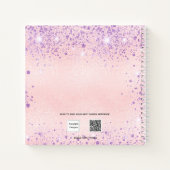 Balletdansblauw roze paarse glitter monogram notitieboek (Achterkant)