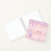 Balletdansblauw roze paarse glitter monogram notitieboek (Binnen)