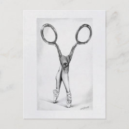 Balletdanscissors Ballerina Surreal tekening Briefkaart