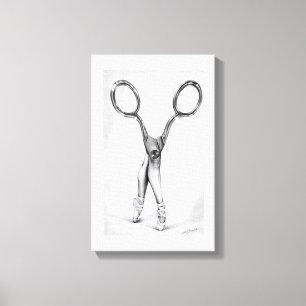 Balletdanscissors Ballerina Surreal tekening Canvas Afdruk