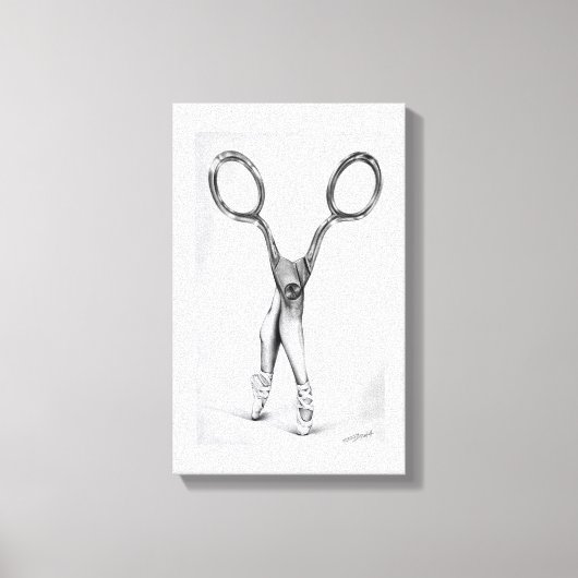 Balletdanscissors Ballerina Surreal tekening Canvas Afdruk (Voorkant)