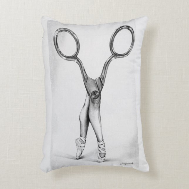 Balletdanscissors Ballerina Surreal tekening Decoratief Kussen (Voorkant(Verticaal))
