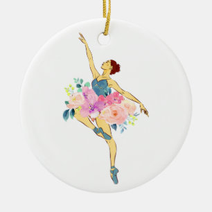 Balletdanser Danseres Ballerina Bloem Bloemrijk Keramisch Ornament