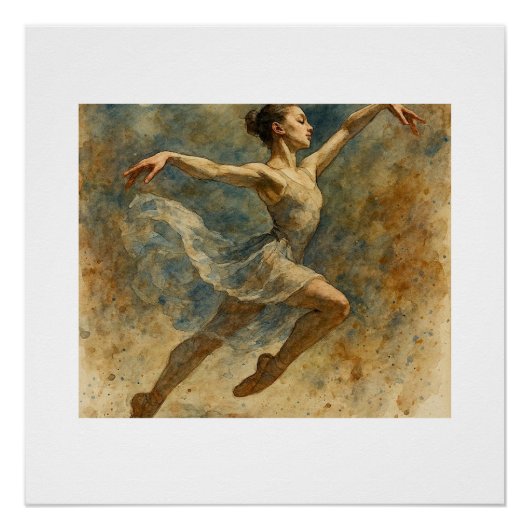 Balletdanser die springt, perfect poster (Voorkant)