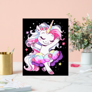 Balletdanser Eenhoorn Meisjes Regenboog Ballerin K Acryl Bord