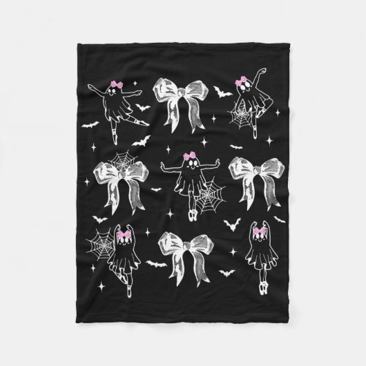 Balletdanser Ghost Coquette Bow Halloween Balleri Fleece Deken (Voorkant)