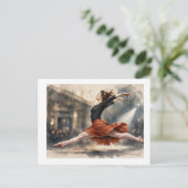 Balletdanser in mid-sprong,  briefkaart (Staand voorkant)