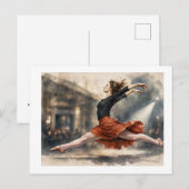 Balletdanser in mid-sprong,  briefkaart (Voorkant / Achterkant)