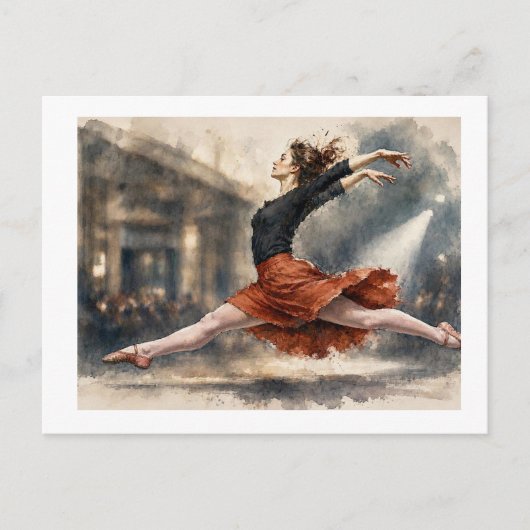 Balletdanser in mid-sprong,  briefkaart (Voorkant)