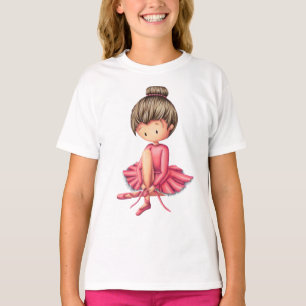 Balletdanser in roze dress die klaar is voor T-shi T-shirt