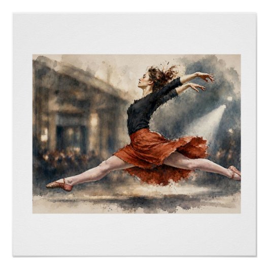 Balletdanser in sprong perfect poster (Voorkant)