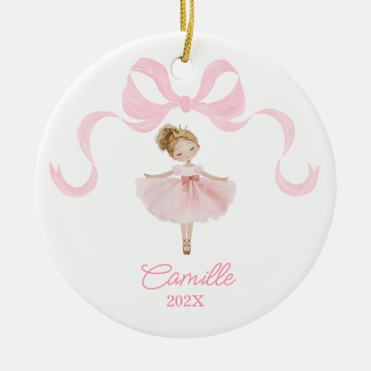 Balletdanser kerstversiering keramisch ornament (Voorkant)