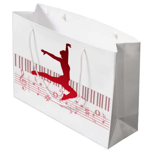 Balletdanser op een toetsenbord groot cadeauzakje (Achterkant Gekanteld)