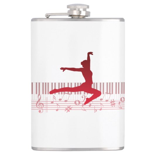 Balletdanser op een toetsenbord heupfles (Voorkant)