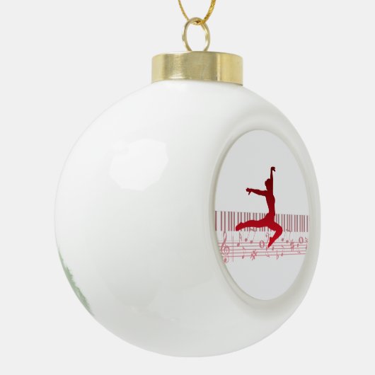 Balletdanser op een toetsenbord keramische bal ornament (Links)