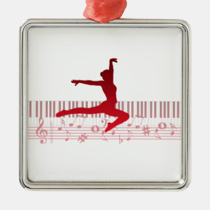Balletdanser op een toetsenbord        metalen ornament