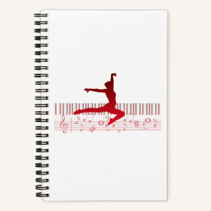 Balletdanser op een toetsenbord notitieboek