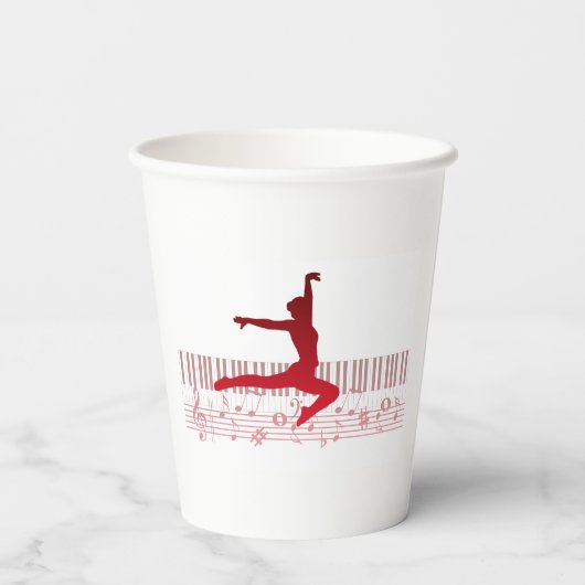 Balletdanser op een toetsenbord papieren bekers (Achterkant)