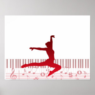 Balletdanser op een toetsenbord poster