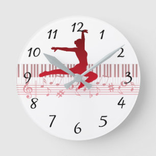 Balletdanser op een toetsenbord ronde klok