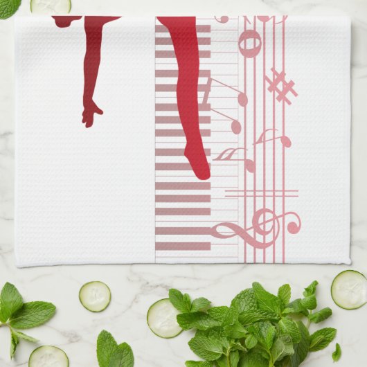 Balletdanser op een toetsenbord theedoek (Gevouwen)