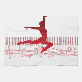 Balletdanser op een toetsenbord theedoek