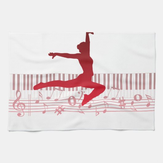 Balletdanser op een toetsenbord theedoek (Horizontaal)