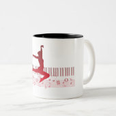 Balletdanser op een toetsenbord tweekleurige koffiemok (Voorkant rechts)