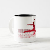 Balletdanser op een toetsenbord tweekleurige koffiemok (Voorkant links)