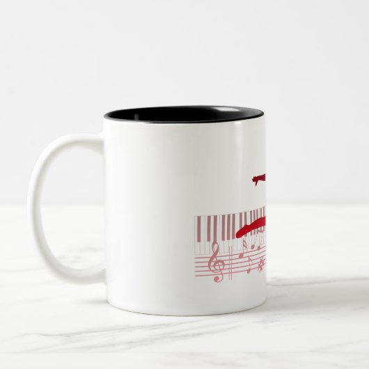 Balletdanser op een toetsenbord tweekleurige koffiemok (Links)