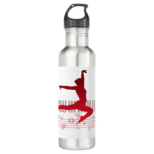 Balletdanser op een toetsenbord waterfles  (Voorkant)