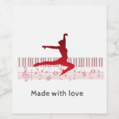 Balletdanser op een toetsenbord wijn etiket (Enkel label)