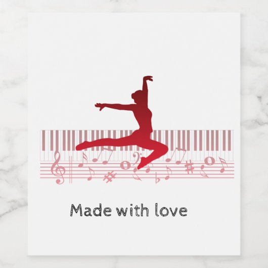 Balletdanser op een toetsenbord wijn etiket (Enkel label)